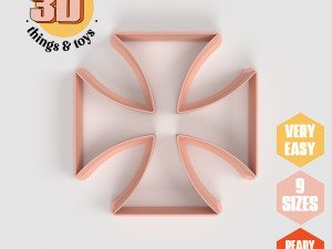 STL Templars Cross Shape Cutter set - 9 Sizes Perfect Biscuits Jewelry Making and Crafts Unique 3D Print Model
