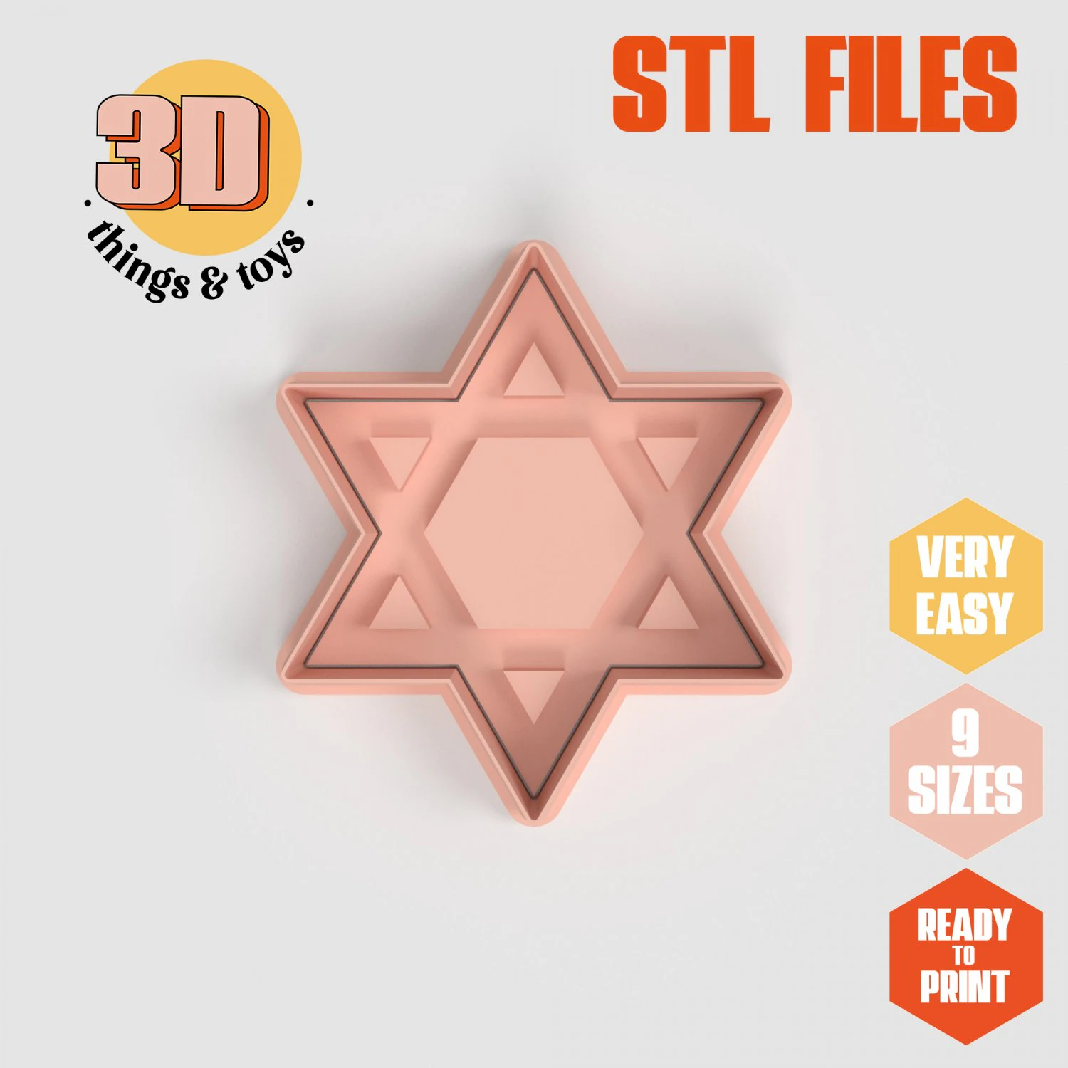 STL Davut Yıldızı Şekil Kesici set - 9 Boyut M&uuml;kemmel Bisk&uuml;vi Takı Yapımı ve El Sanatları Benzersiz 3D Baskı Modeli .c4d .max .obj .3ds .fbx .stl .blend 