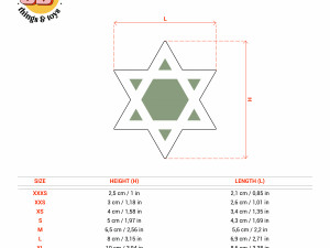 STL Star of David Shape Cutter set - 9 Sizes Perfect Biscuits Jewelry Making and Crafts Unique 3D-Druckmodell