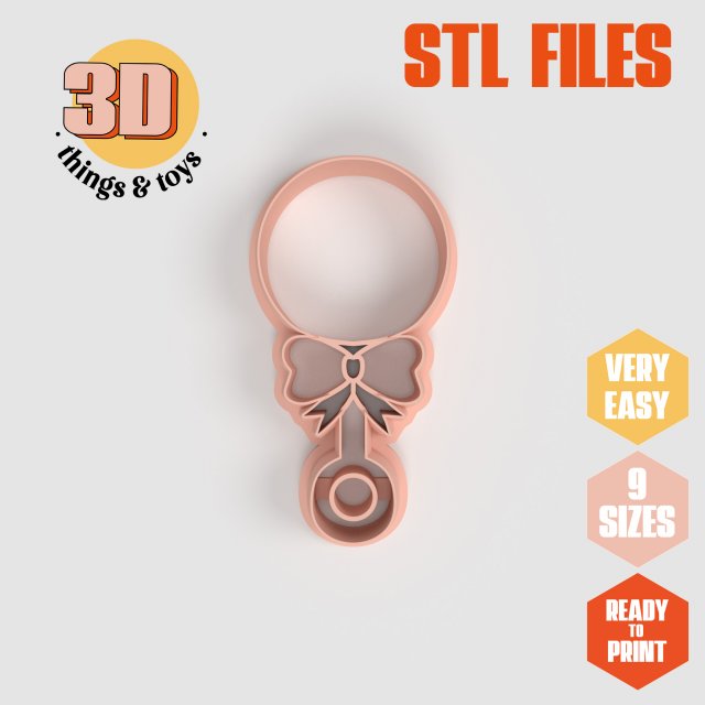 STL Baby Toy Rattle Shape Cutter set - 9 Sizes Perfect Biscuits Jewelry Making and Crafts Unique 3D-printmodel .c4d .max .obj .3ds .fbx .stl .blend 
