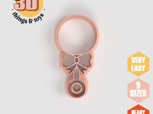 STL Baby Toy Rattle Shape Cutter set - 9 Sizes Perfect Biscuits Jewelry Making and Crafts Unique 3D Print Model