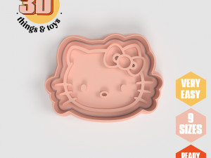 STL Cat Kitty Shape Cutter set - 9 Sizes Perfect Biscuits Jewelry Making and Crafts Unique 3D Print Model
