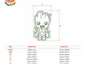 STL Baby Groot Shape Cutter set - 9 Sizes Perfect Biscuits Jewelry Making and Crafts Unique 3D-printmodel