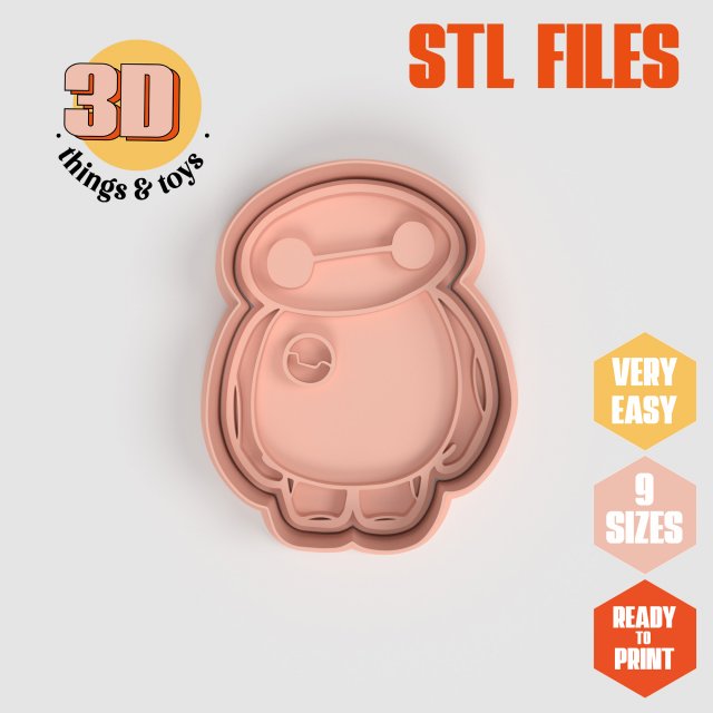 STL Baymax Big hero Shape Cutter set - 9 Sizes Perfect Biscuits Jewelry Making and Crafts Unique 3D Baskı Modeli .c4d .max .obj .3ds .fbx .stl .blend