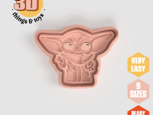 STL Baby Yoda Shape Cutter set - 9 Sizes Perfect Biscuits Jewelry Making and Crafts Unique 3D Print Model