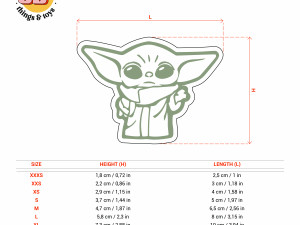 STL Baby Yoda Shape Cutter set - 9 Sizes Perfect Biscuits Jewelry Making and Crafts Unique 3D Print Model