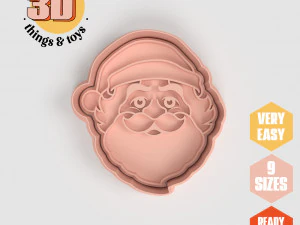 Cortador con forma de Pap&aacute; Noel navide&ntilde;o STL, 9 tama&ntilde;os, galletas perfectas, fabricaci&oacute;n de joyas y manualidades &uacute;nicas Modelo de impresión 3D