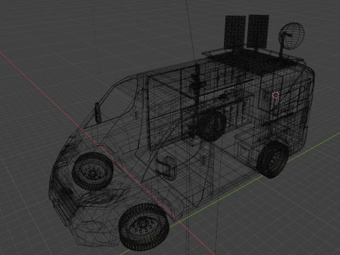 Низкополигональный минивэн 3D Модель