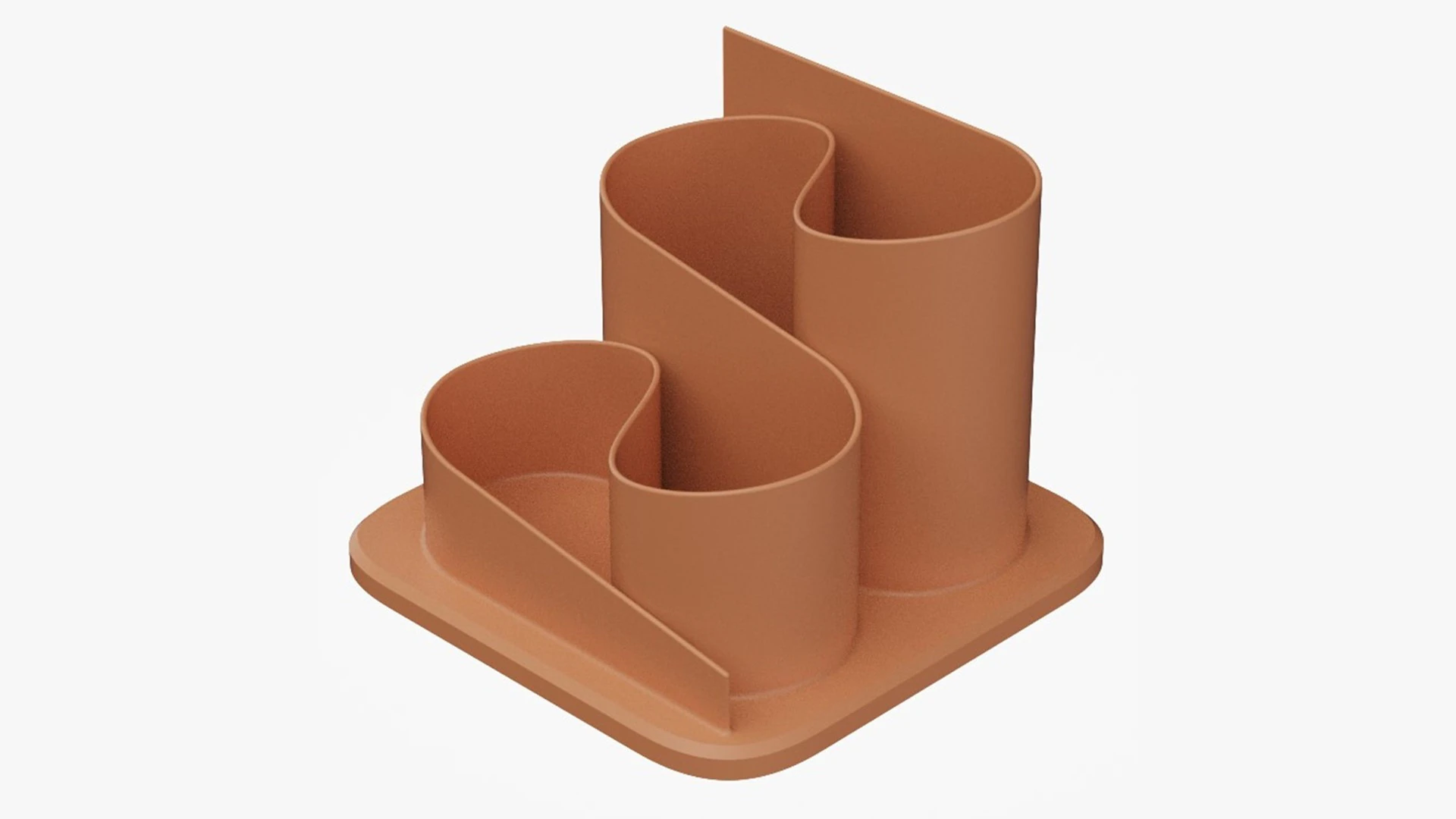 Curve Shaped Pen Stand 3D Print Model .c4d .max .obj .3ds .fbx .stl .blend