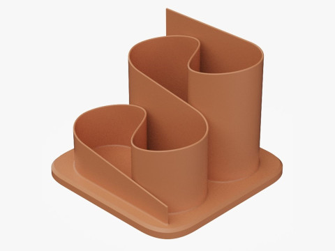 Curve Shaped Pen Stand 3D Print Model