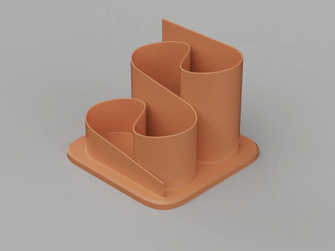 Curve Shaped Pen Stand 3D Print Model