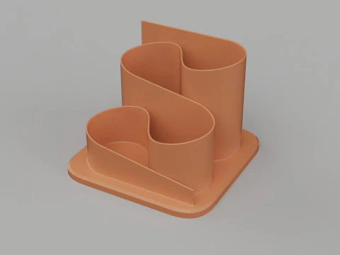 Curve Shaped Pen Stand 3D Print Model