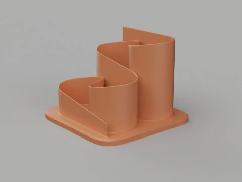 Curve Shaped Pen Stand 3D Print Model