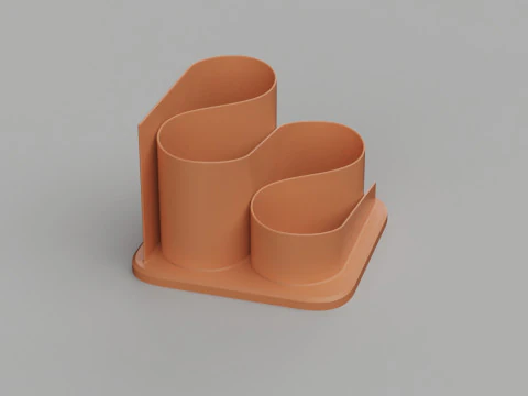 Curve Shaped Pen Stand 3D Print Model
