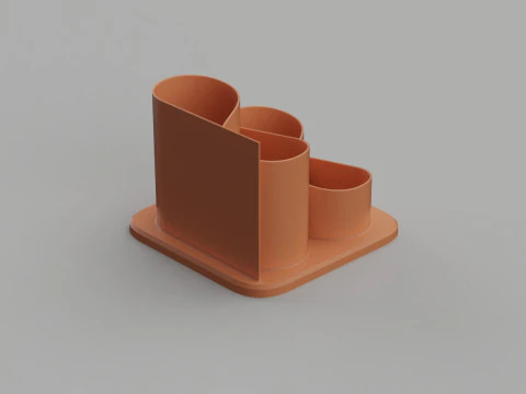 Curve Shaped Pen Stand 3D Print Model