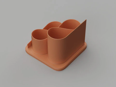 Curve Shaped Pen Stand 3D Print Model
