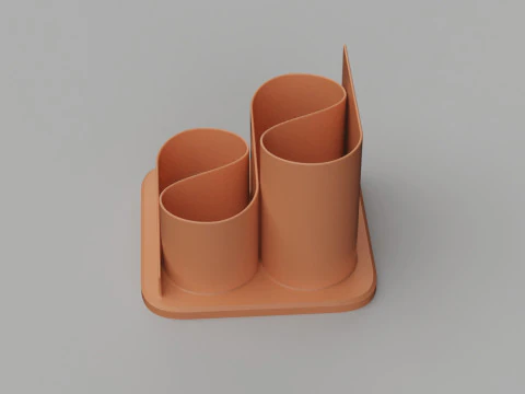 Curve Shaped Pen Stand 3D Print Model