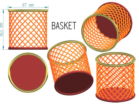 Cylindrical Basket 3D Print Model