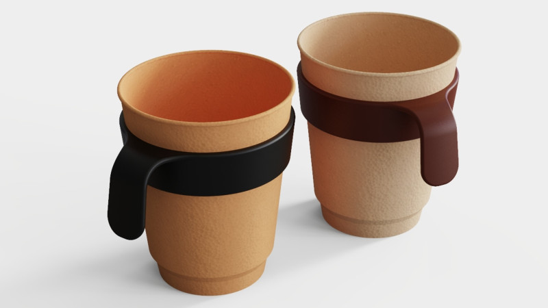 Foam Cup with Connector 3D Print Model .c4d .max .obj .3ds .fbx .stl .blend 
