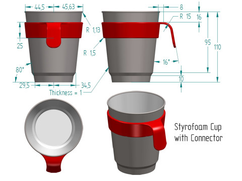Foam Cup with Connector 3D Print Model