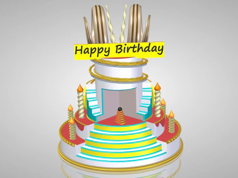 Torta de cumplea&ntilde;os Modelo de impresión 3D