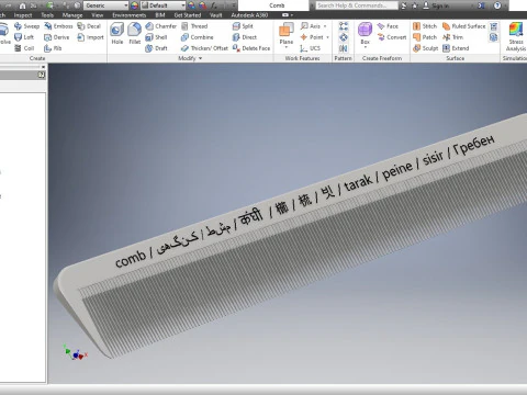 Afdrukbare kam 3D printmodel