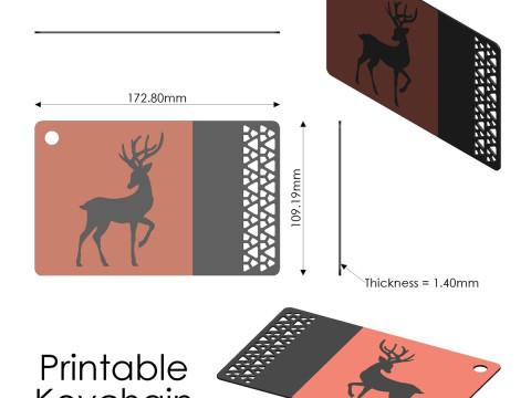 Deer Keychain 3D Print Model