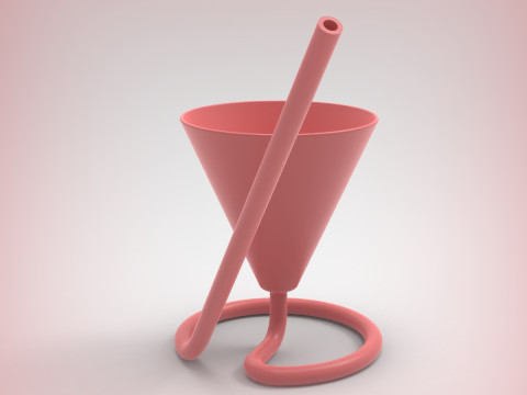 Чашка со встроенной соломинкой 3D Принт Модель
