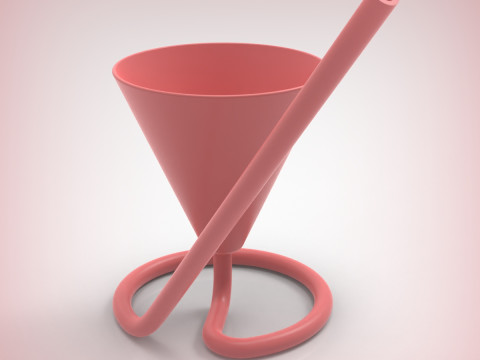 Чашка со встроенной соломинкой 3D Принт Модель