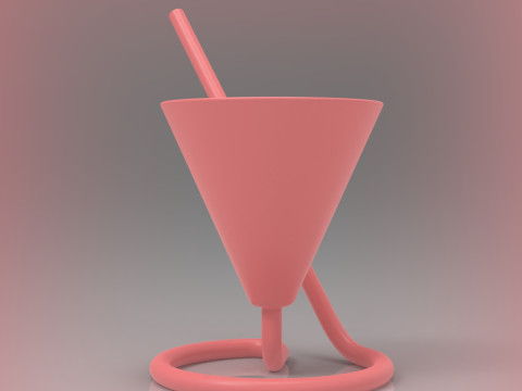 Чашка со встроенной соломинкой 3D Принт Модель