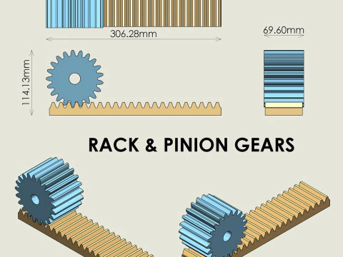 Rack and Pinion Gears 3D Print Model
