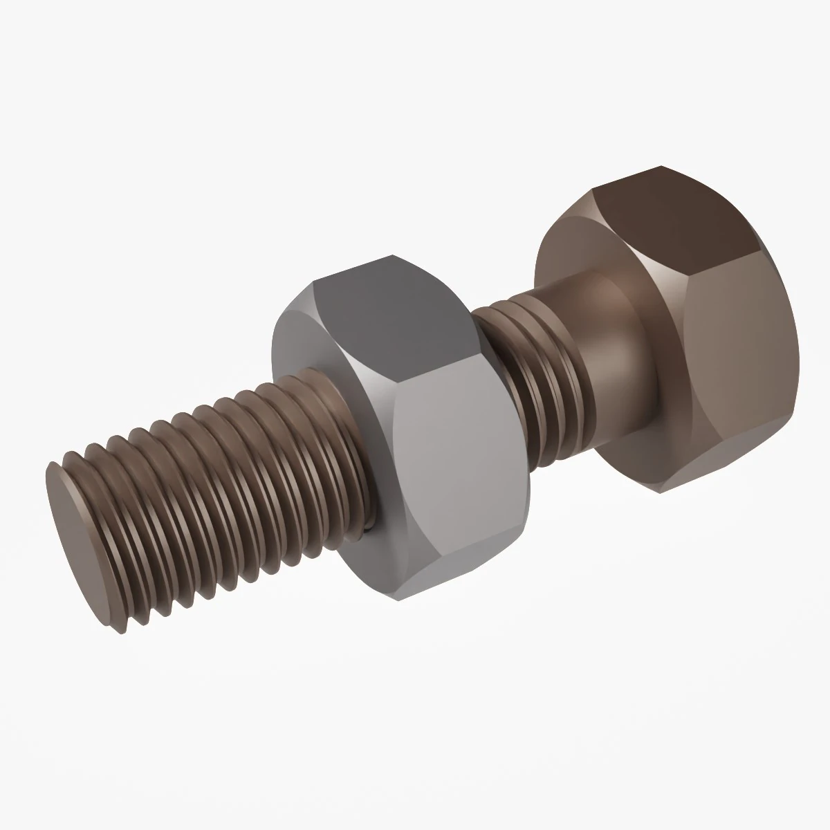 M12x15 Bolt and Nut 3D Print Model .c4d .max .obj .3ds .fbx .stl .blend 