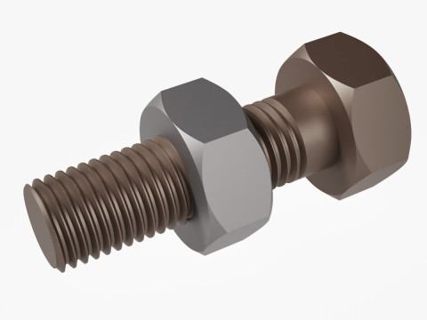 M12x15 bout en moer 3D printmodel