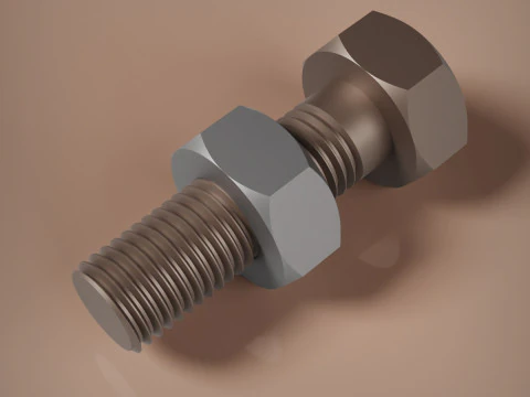 M12x15 Bolt and Nut 3D Print Model