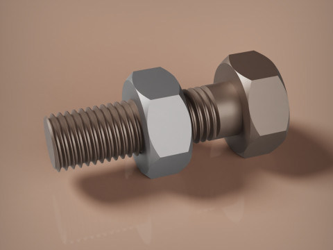 M12x15 Schraube und Mutter 3D Druckmodell