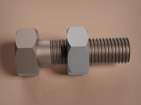 M12x15 Schraube und Mutter 3D Druckmodell