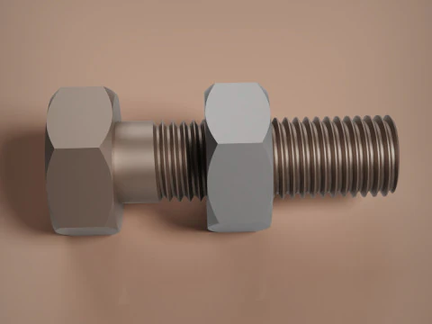 M12x15 Bolt and Nut 3D Print Model
