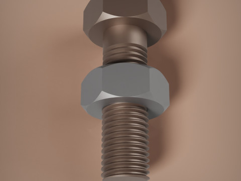 M12x15 Schraube und Mutter 3D Druckmodell