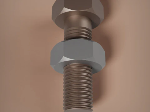 M12x15 Bolt and Nut 3D Print Model
