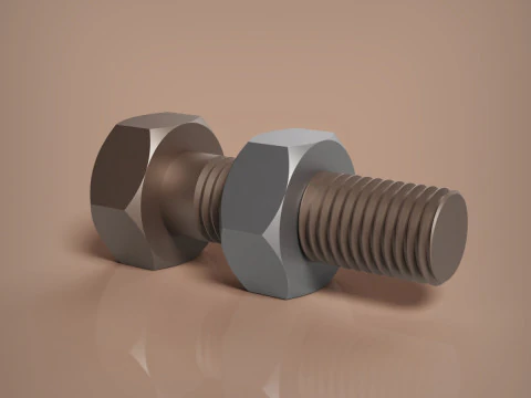 M12x15 Bolt and Nut 3D Print Model