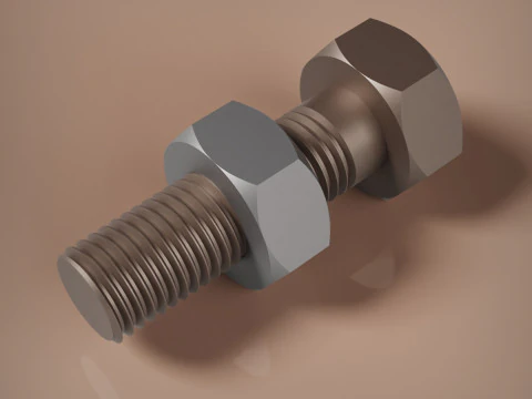 M12x15 Bolt and Nut 3D Print Model
