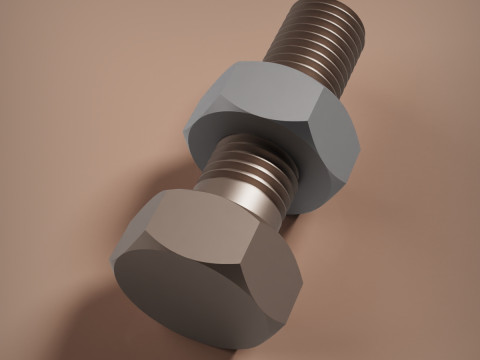 M12x15 Schraube und Mutter 3D Druckmodell