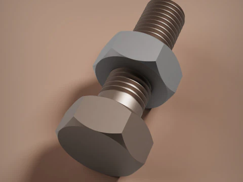 M12x15 Bolt and Nut 3D Print Model