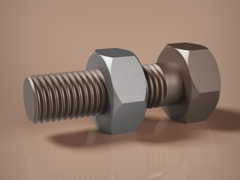 M12x15 Schraube und Mutter 3D Druckmodell
