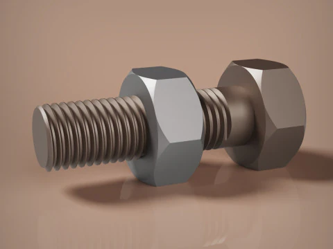 M12x15 Bolt and Nut 3D Print Model