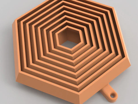 Hexagonal Key Chain 3D Print Model