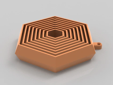 Hexagonal Key Chain 3D Print Model