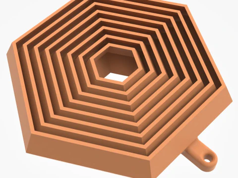 Hexagonal Key Chain 3D Print Model