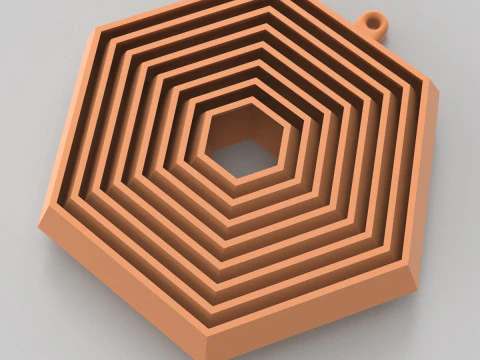 Hexagonal Key Chain 3D Print Model