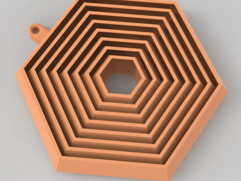 Hexagonal Key Chain 3D Print Model